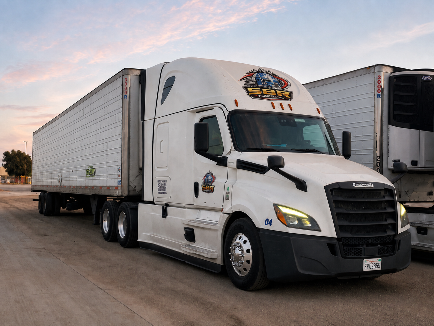 SBR Truckline highway tractor and dry van trailer